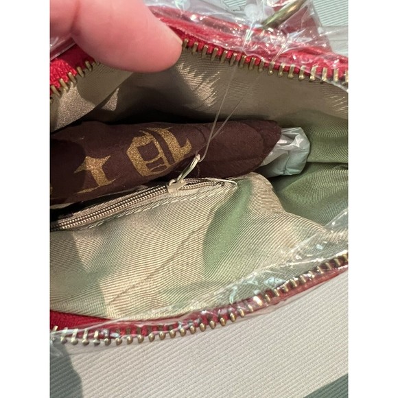 New Pratesi Firenze Made In Italy Leather Crossbody Chain Quilted Clutch Cherry - Picture 5 of 5